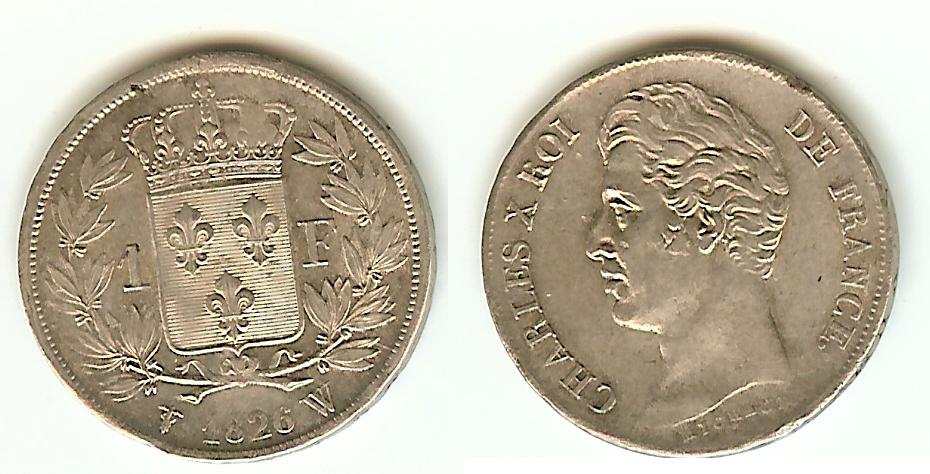 1 franc Charles X, matrice du revers à cinq feuilles 1826 Lille